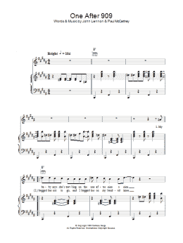page one of One After 909 (Piano, Vocal & Guitar Chords)