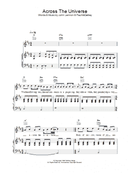 page one of Across The Universe (Piano, Vocal & Guitar Chords)