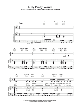 page one of Dirty Pretty Words (Piano, Vocal & Guitar Chords)