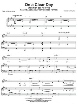 page one of On A Clear Day (You Can See Forever) (Piano, Vocal & Guitar Chords (Right-Hand Melody))