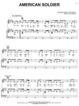 page one of American Soldier (Piano, Vocal & Guitar Chords (Right-Hand Melody))
