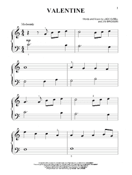 page one of Valentine (Beginning Piano Solo)