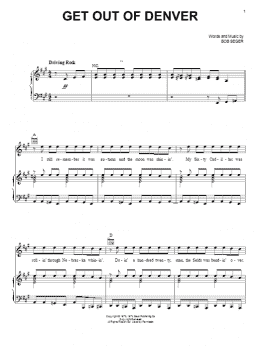 page one of Get Out Of Denver (Piano, Vocal & Guitar Chords (Right-Hand Melody))