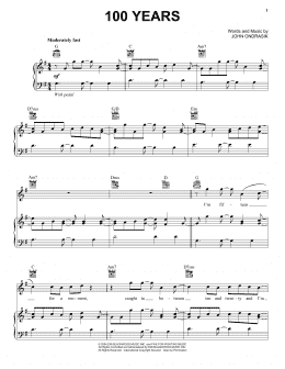 page one of 100 Years (Piano, Vocal & Guitar Chords (Right-Hand Melody))