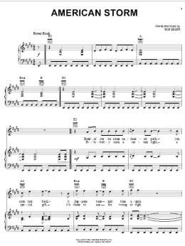 page one of American Storm (Piano, Vocal & Guitar Chords (Right-Hand Melody))