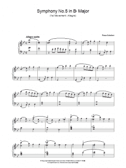 page one of Symphony No.5 in Bb Major - 1st Movement: Allegro (Piano Solo)