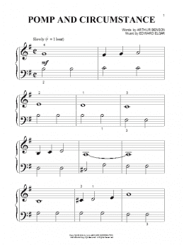 page one of Pomp And Circumstance (Beginning Piano Solo)