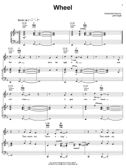 page one of Wheel (Piano, Vocal & Guitar Chords (Right-Hand Melody))