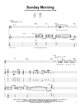 page one of Sunday Morning (Guitar Tab)