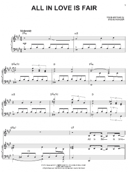 page one of All In Love Is Fair (Piano, Vocal & Guitar Chords (Right-Hand Melody))