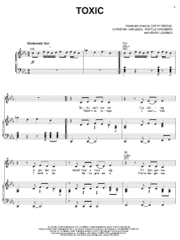 page one of Toxic (Piano, Vocal & Guitar Chords (Right-Hand Melody))
