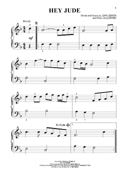 page one of Hey Jude (Beginning Piano Solo)