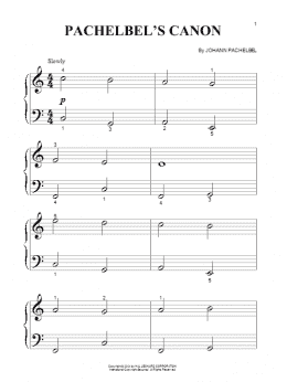 page one of Canon In D (Beginning Piano Solo)