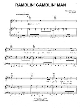 page one of Ramblin' Gamblin' Man (Piano, Vocal & Guitar Chords (Right-Hand Melody))