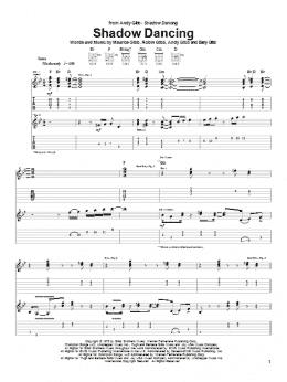 page one of Shadow Dancing (Guitar Tab)
