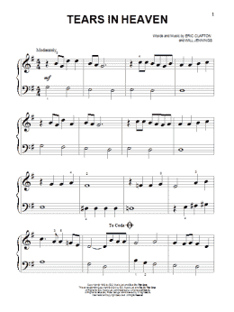 page one of Tears In Heaven (Big Note Piano)