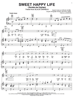 page one of Sweet Happy Life (Samba de Orpheo) (Piano, Vocal & Guitar Chords (Right-Hand Melody))