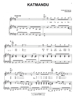 page one of Katmandu (Piano, Vocal & Guitar Chords (Right-Hand Melody))
