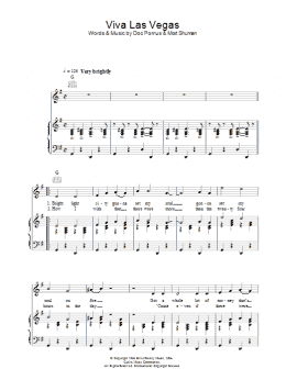 page one of Viva Las Vegas (Piano, Vocal & Guitar Chords)