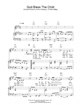 page one of God Bless The Child (Piano, Vocal & Guitar Chords)
