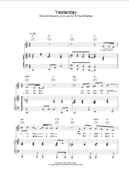 page one of Yesterday (Piano, Vocal & Guitar Chords)
