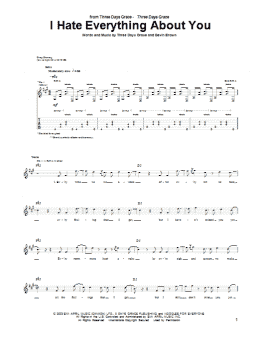 page one of I Hate Everything About You (Guitar Tab)