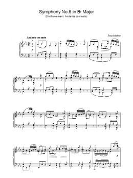 page one of Symphony No.5 in Bb Major - 2nd Movement: Andante con moto (Piano Solo)