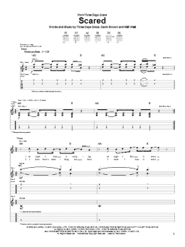 page one of Scared (Guitar Tab)
