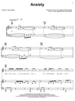page one of Anxiety (Piano, Vocal & Guitar Chords (Right-Hand Melody))
