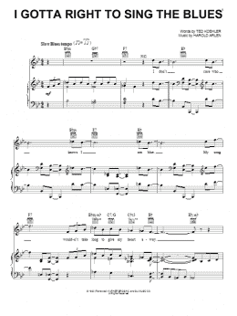 page one of I Gotta Right To Sing The Blues (Piano, Vocal & Guitar Chords (Right-Hand Melody))