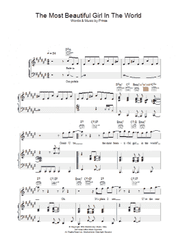 page one of The Most Beautiful Girl In The World (Piano, Vocal & Guitar Chords)