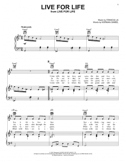 page one of Live For Life (Piano, Vocal & Guitar Chords (Right-Hand Melody))