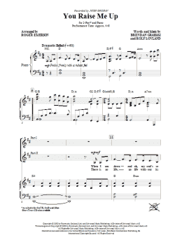 page one of You Raise Me Up (arr. Roger Emerson) (2-Part Choir)