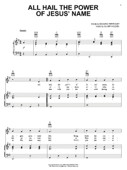 page one of All Hail The Power Of Jesus' Name (Piano, Vocal & Guitar Chords (Right-Hand Melody))