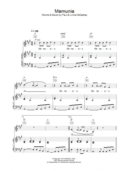 page one of Mamunia (Piano, Vocal & Guitar Chords)