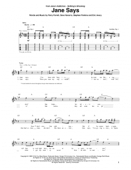page one of Jane Says (Guitar Tab)