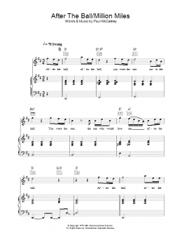 page one of After The Ball/Million Miles (Piano, Vocal & Guitar Chords)