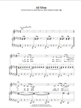 page one of All Mine (Piano, Vocal & Guitar Chords)