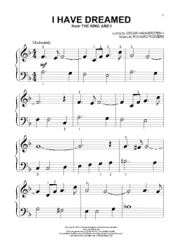 page one of I Have Dreamed (Beginning Piano Solo)