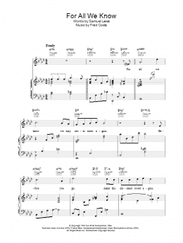 page one of For All We Know (Piano, Vocal & Guitar Chords)