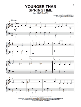page one of Younger Than Springtime (Beginning Piano Solo)