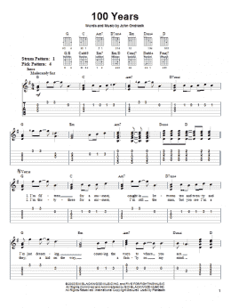 page one of 100 Years (Easy Guitar Tab)