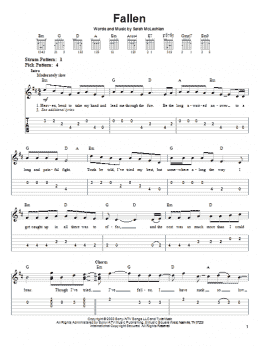 page one of Fallen (Easy Guitar Tab)