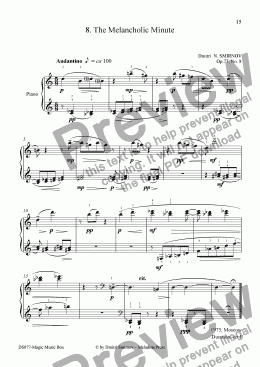 page one of MAGIC MUSIC BOX op77/08. Melancholic Minute. Pf