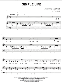 page one of Simple Life (Piano, Vocal & Guitar Chords (Right-Hand Melody))