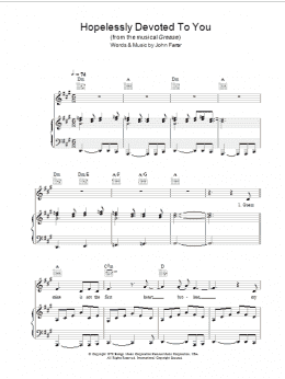 page one of Hopelessly Devoted To You (Piano, Vocal & Guitar Chords)