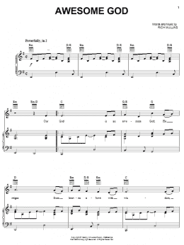page one of Awesome God (Chorus Only) (Piano, Vocal & Guitar Chords (Right-Hand Melody))