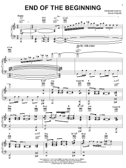 page one of End Of The Beginning (Piano, Vocal & Guitar Chords (Right-Hand Melody))