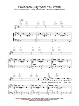 page one of Powerless (Say What You Want) (Piano, Vocal & Guitar Chords)