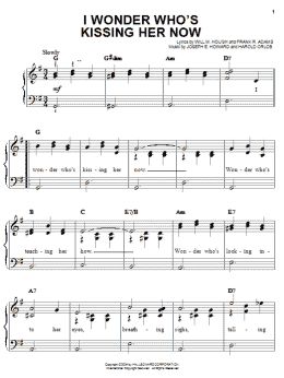 page one of I Wonder Who's Kissing Her Now (Easy Piano)